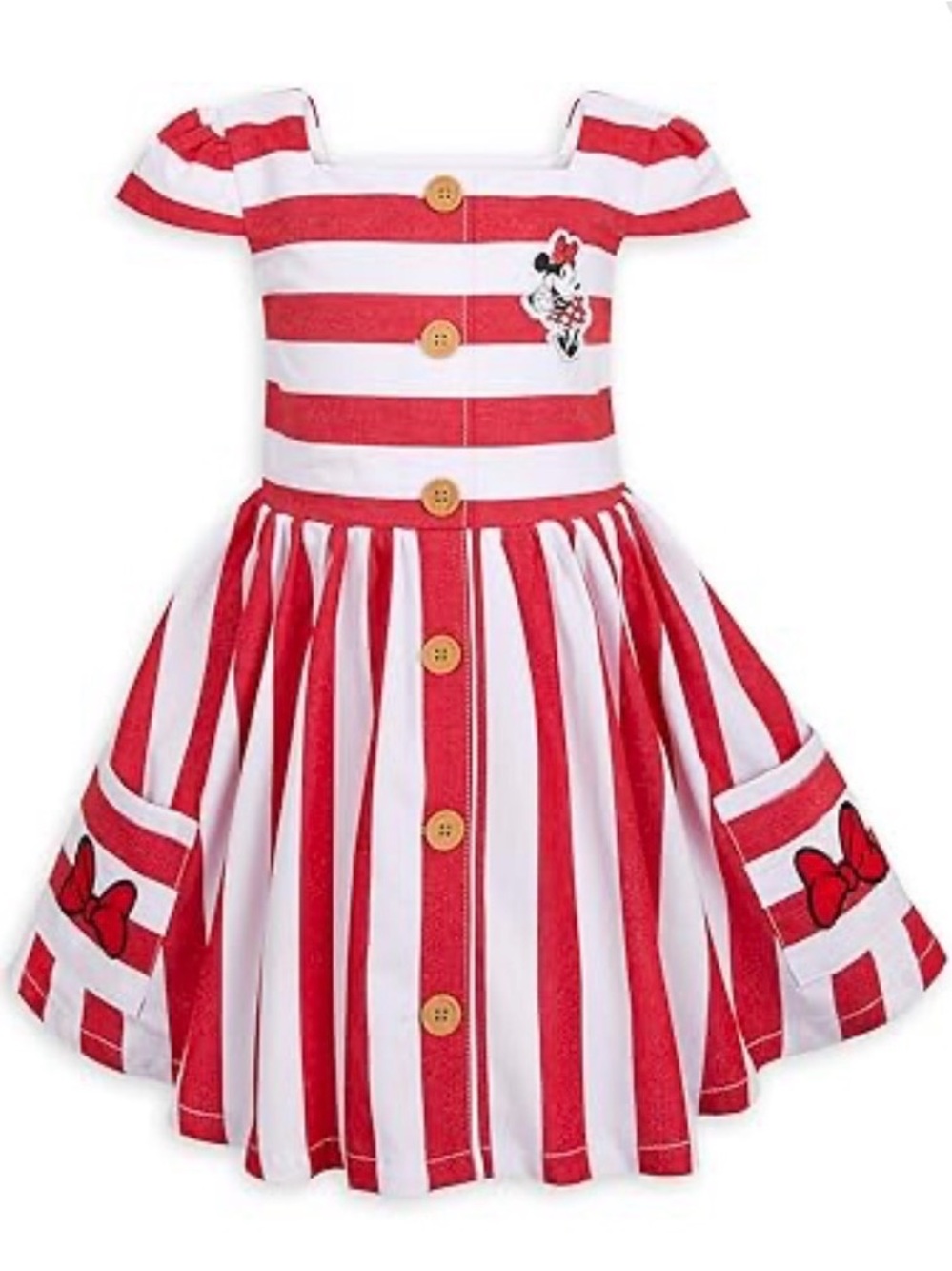 NWT Disney Charming Red and White Striped Minnie Mouse Dress Size 5/6